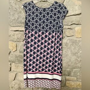 Liz Claiborne Black White Pink Polka Dot  Sleeveless Dress Size XL AS